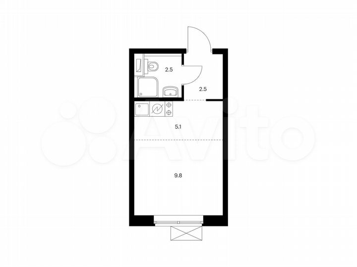 Квартира-студия, 19,9 м², 33/33 эт.