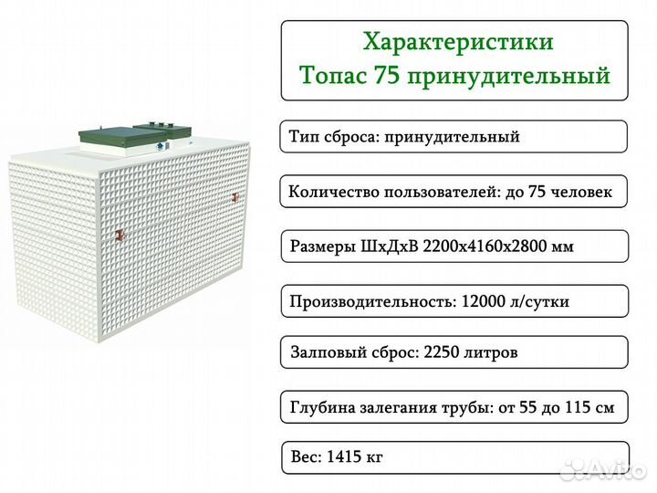 Септик Топас 75 пр принудительный с доставкой