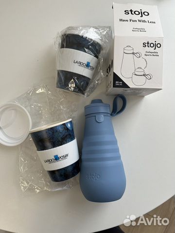 Складная эко бутылка Stojo и эко термостаканы