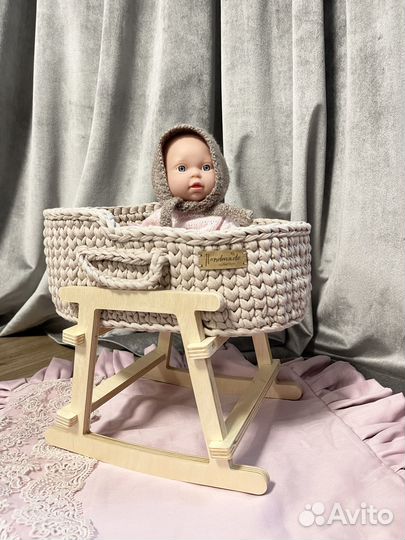 Вязаная люлька переноска для куклы и кукол