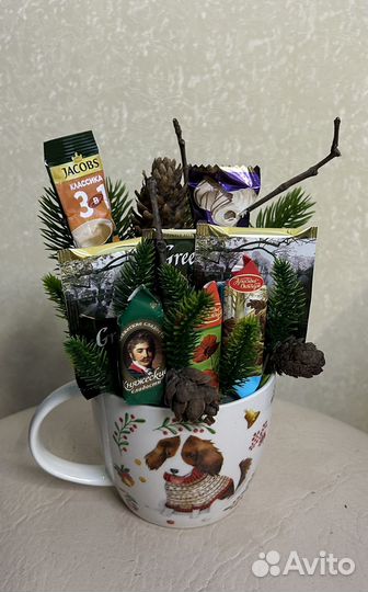 Подарок на новый год, кружка, конфеты, сувенир