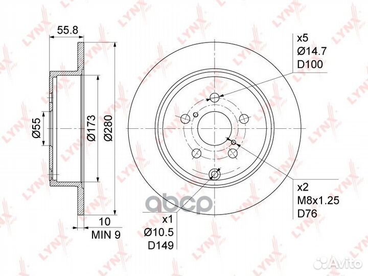 Диск тормозной зад bn1142 lynxauto