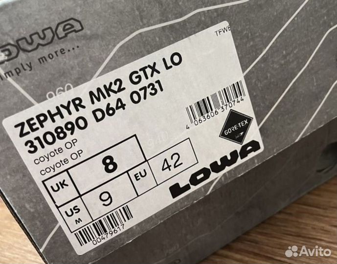 Оригинальные кроссовки Lowa Zephyr mk2 GTX lo