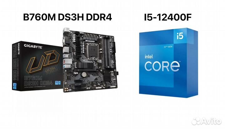 Комплект i5 12400F, B760M, 16Gb