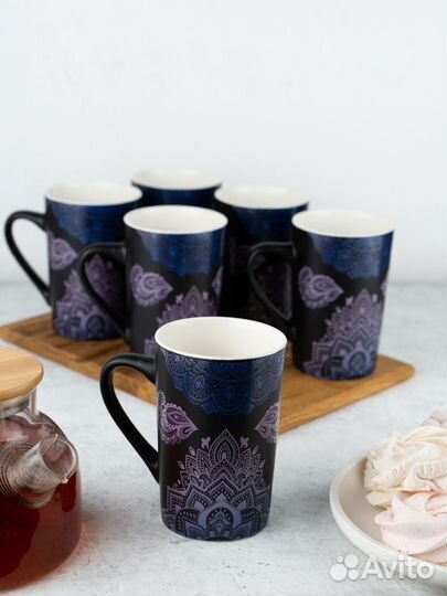 Набор фарфоровых кружек 6 штук