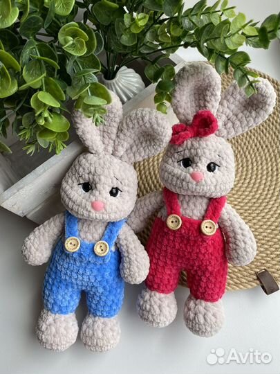 Игрушки ручной работы, плюшевый зайка
