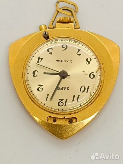 Часы кулон Заря Zaria позолота Au