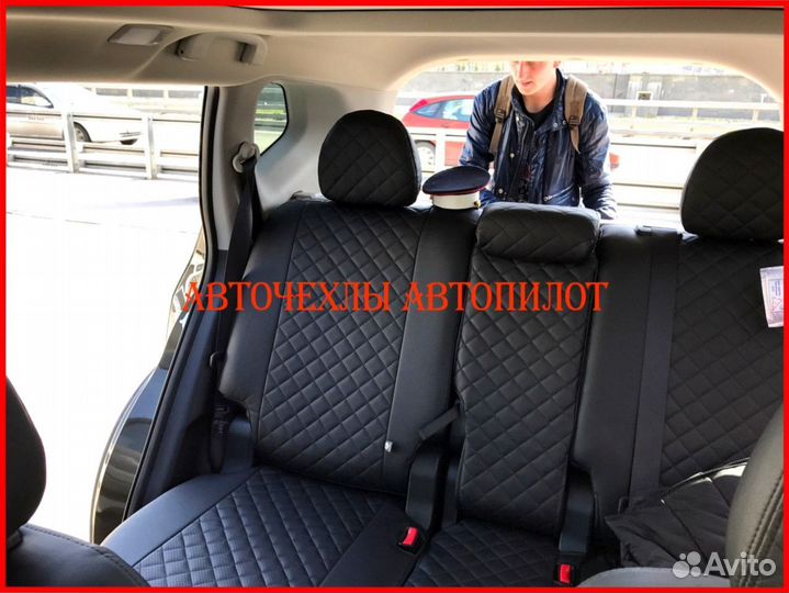 Чехлы Автопилот Opel Mokka из экокожи чёрные Ромб