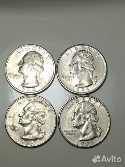 Квотеры США 1990, 1995, 1996, 1997