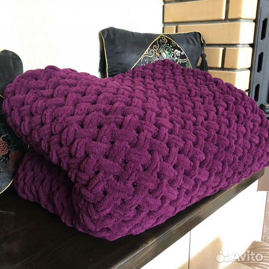 Свяжу плед из ализе пуффи