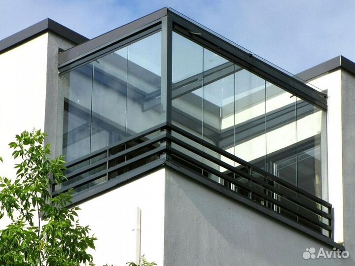 Остекление фасадов, безрамное остекление