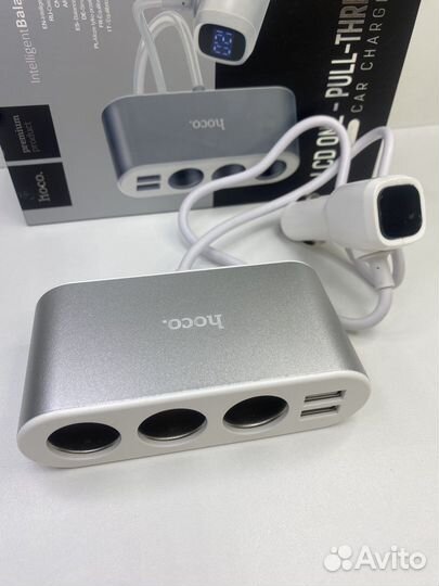 Разветвитель прикуривателя /3 гнезда / 2USB / LCD