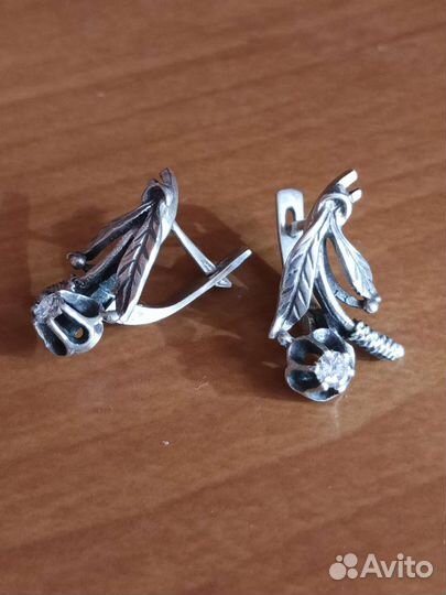 Серебряные серьги СССР винтаж