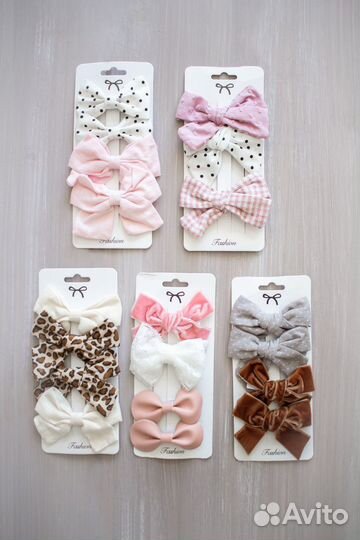 Заколки бантики для девочек, набор (новые)