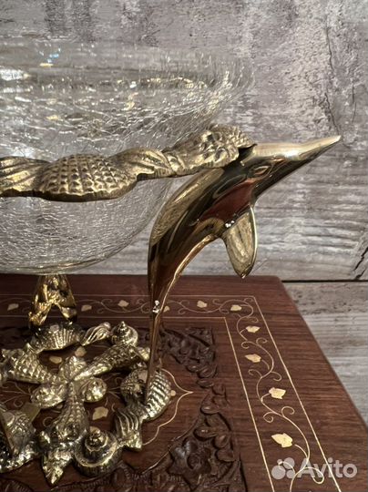 Ваза для конфет. Латунь, стекло