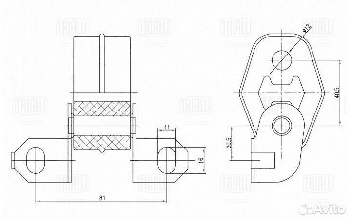 Подушка глушителя (1 шт.) trialli RM 0169