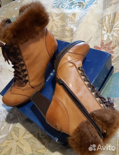 Кожаные демисезонные сапожки р.37-38