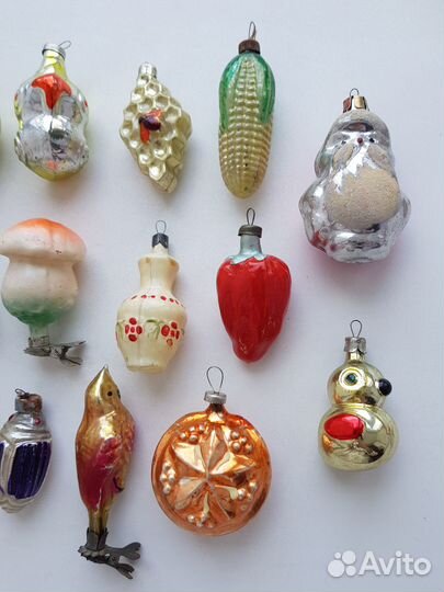 Разные елочные новогодние игрушки СССР. 20 штук