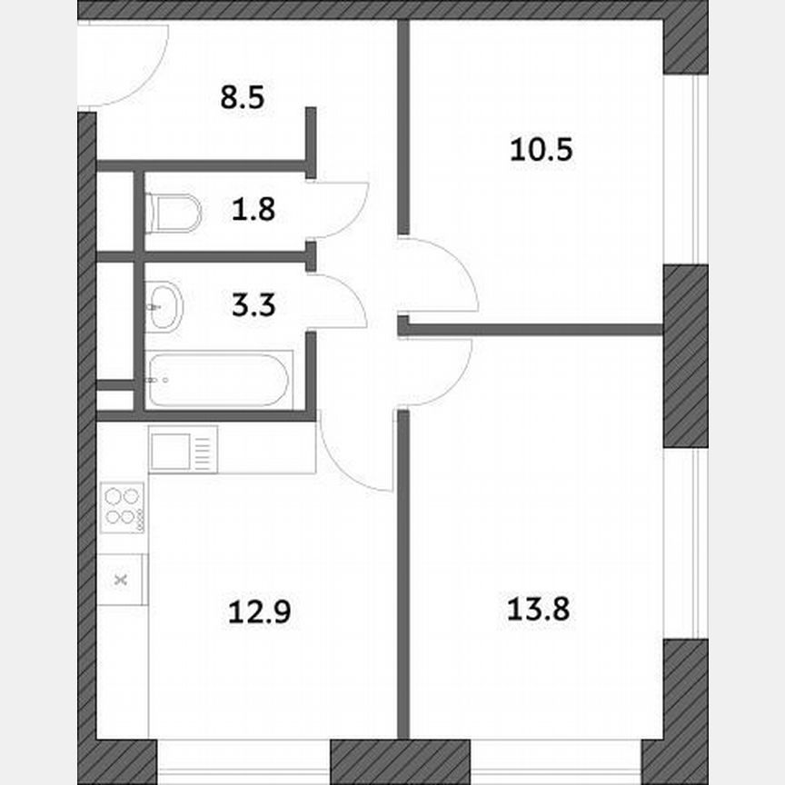 2-к. квартира, 50,8 м², 16/19 эт.