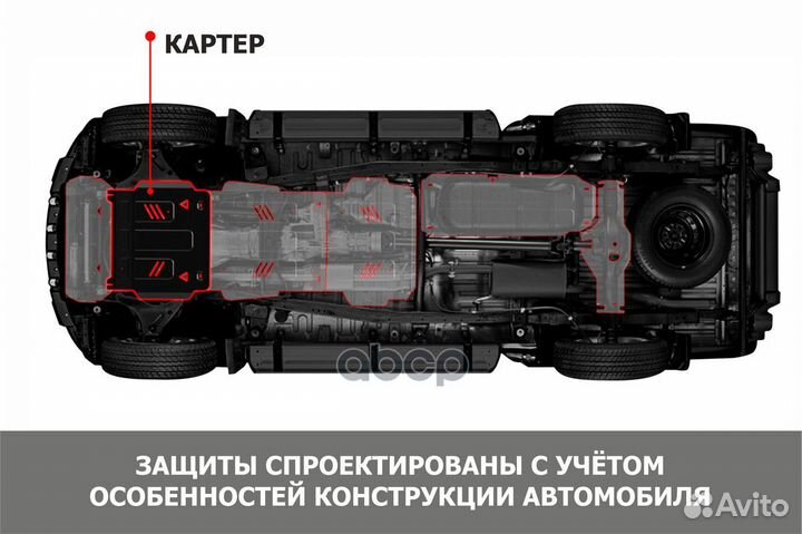 Защита картера, сталь 1.8 мм, крепеж в комплекте