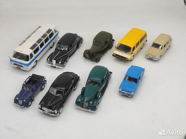 Модели автомобилей 1:43 Автолегенды СССР 9шт