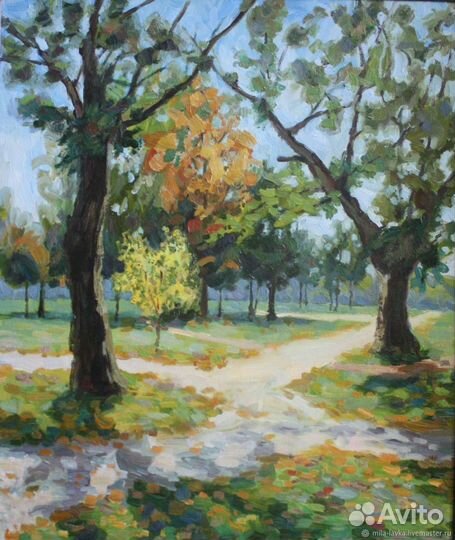 Картина маслом пейзаж в раме парк природа