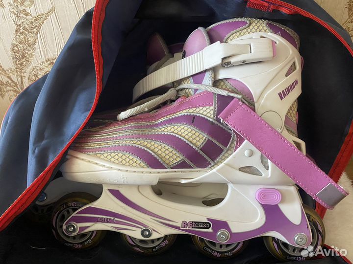 Ролики детские розовые многоразмерные + защита