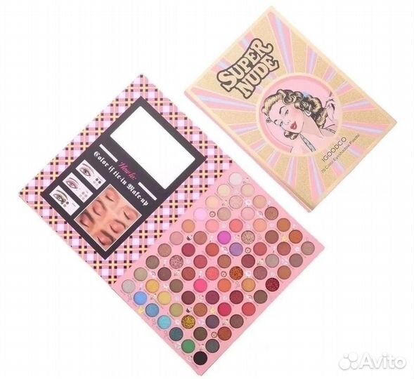Палитра теней+глиттеры super nude 70 цветов