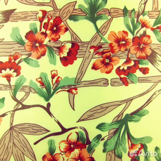 Ткань ацетатный шёлк с цветами отрез