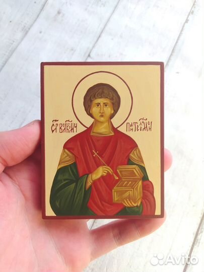Целитель Пантелеймон рукописная икона