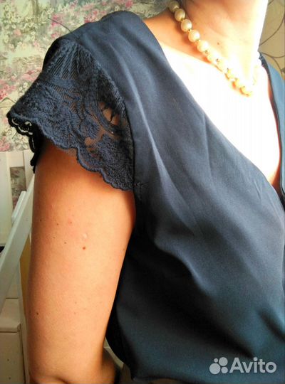 Блуза shein под винтаж, с открытой спиной, 46