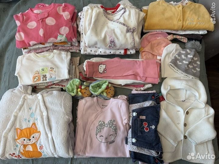 Большой пакет одежды на девочку 0-6 мес