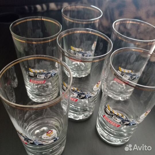 Набор стаканов с гоночными машинами. Богемия