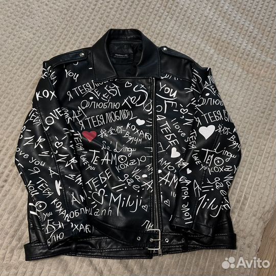 Кожаная куртка косуха оверсайз