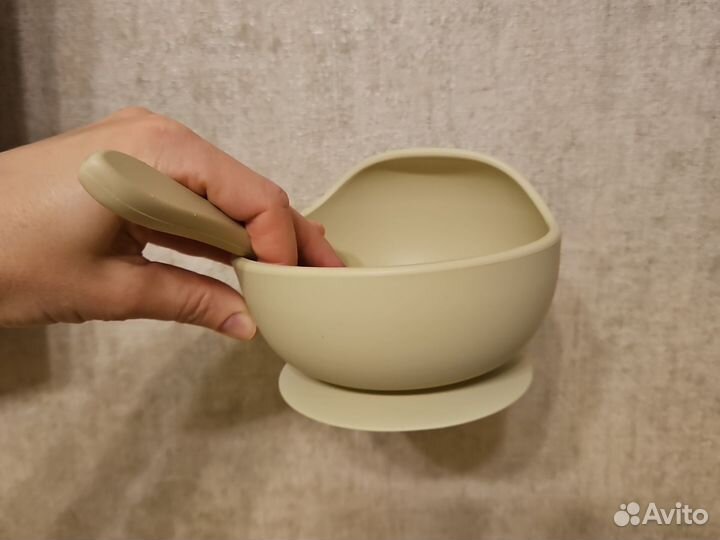 Силиконовая тарелочка и ложка mamsi