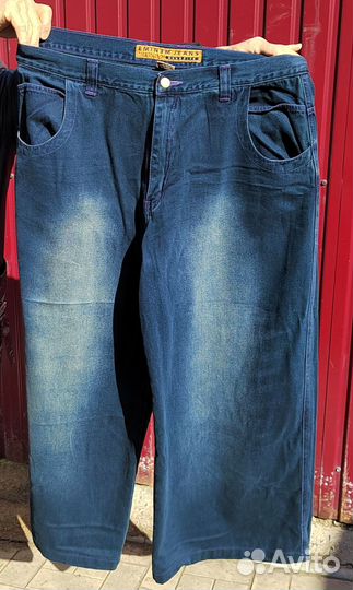 Джинсы женские широкие синие