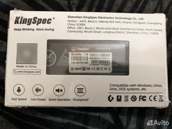 SSD kingspec NX-1TB 1тб, M.2 2280, PCIe 3.0 x4