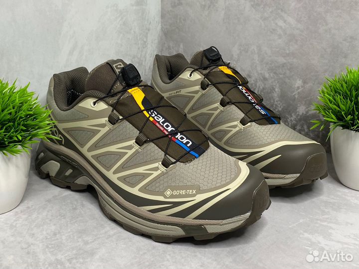 Кроссовки Salomon xt 6 gore tex термо бежевые