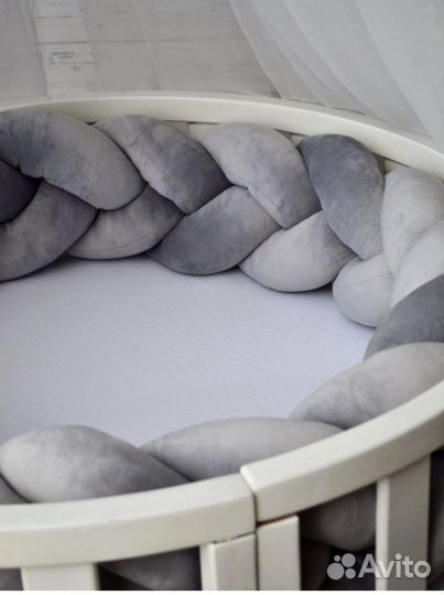 Бортик велюр в круглую кроватку