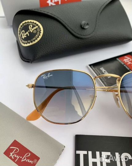 Солнцезащитные очки ray ban hexagonal голубые