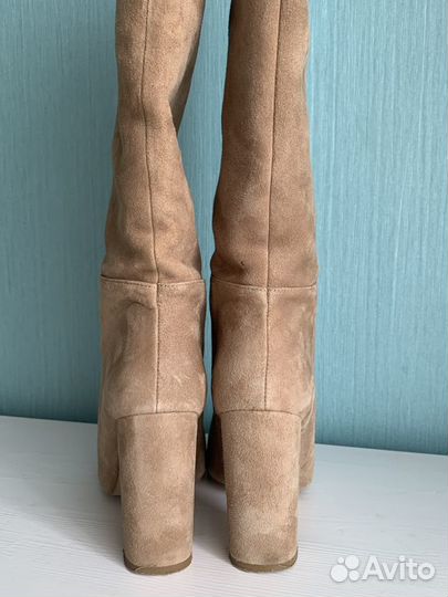 Сапоги бежевые из натуральной замши mango,37