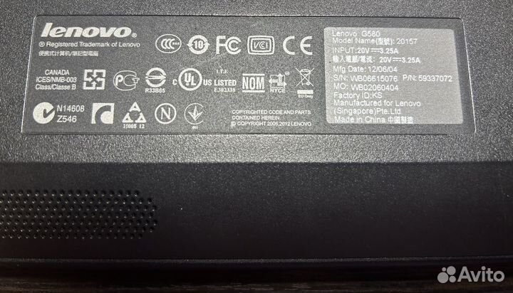 Ноутбук lenovo G580