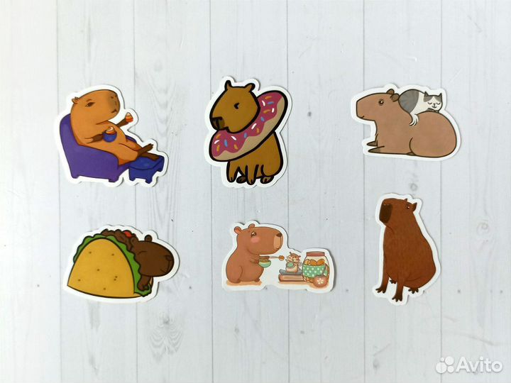 Очаровательная капибара наклейки комплект