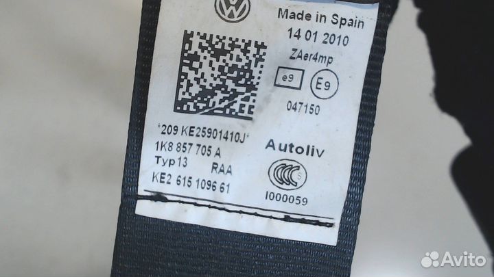 Ремень безопасности Volkswagen Scirocco 2008, 2010