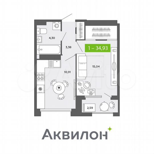1-к. квартира, 38 м², 16/16 эт.