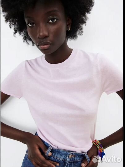 Футболка из смешанного льна и лиоцелла Zara S