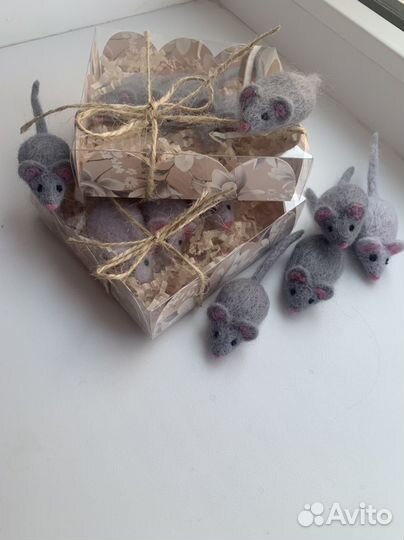 Мышка игрушка для кота, натуральная шерсть