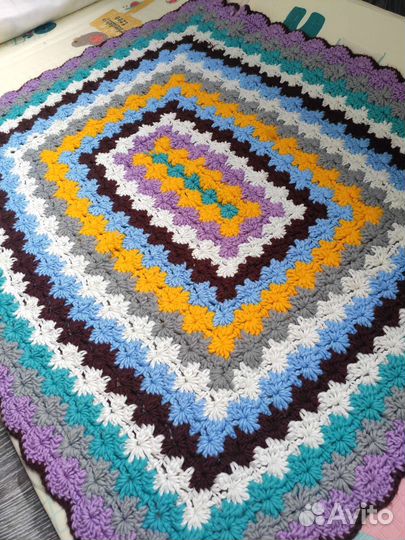 Плед покрывало вязаный ручная работа