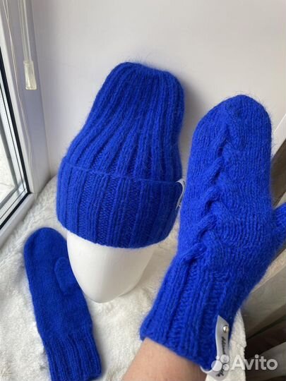 Шапка и варежки из пуха норки