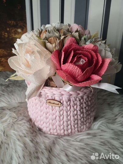 Корзиночка из трикотажной ткани hand made